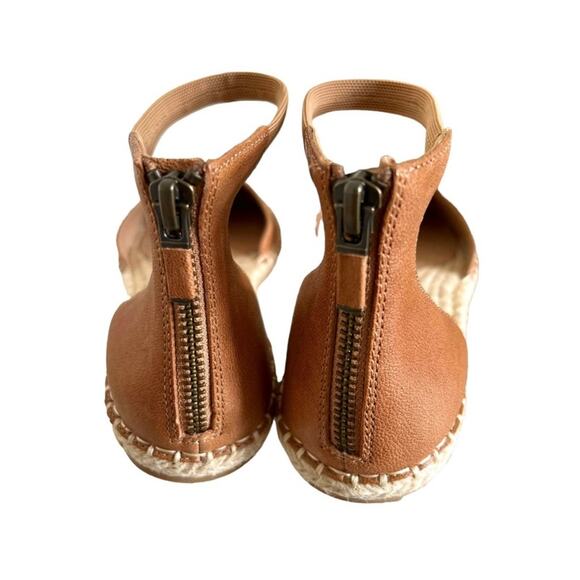 Eileen Fisher Lala Espadrille Flat Sandal Size 8.5 Cognac Leather Espadrille New - Picture 3 of 5
